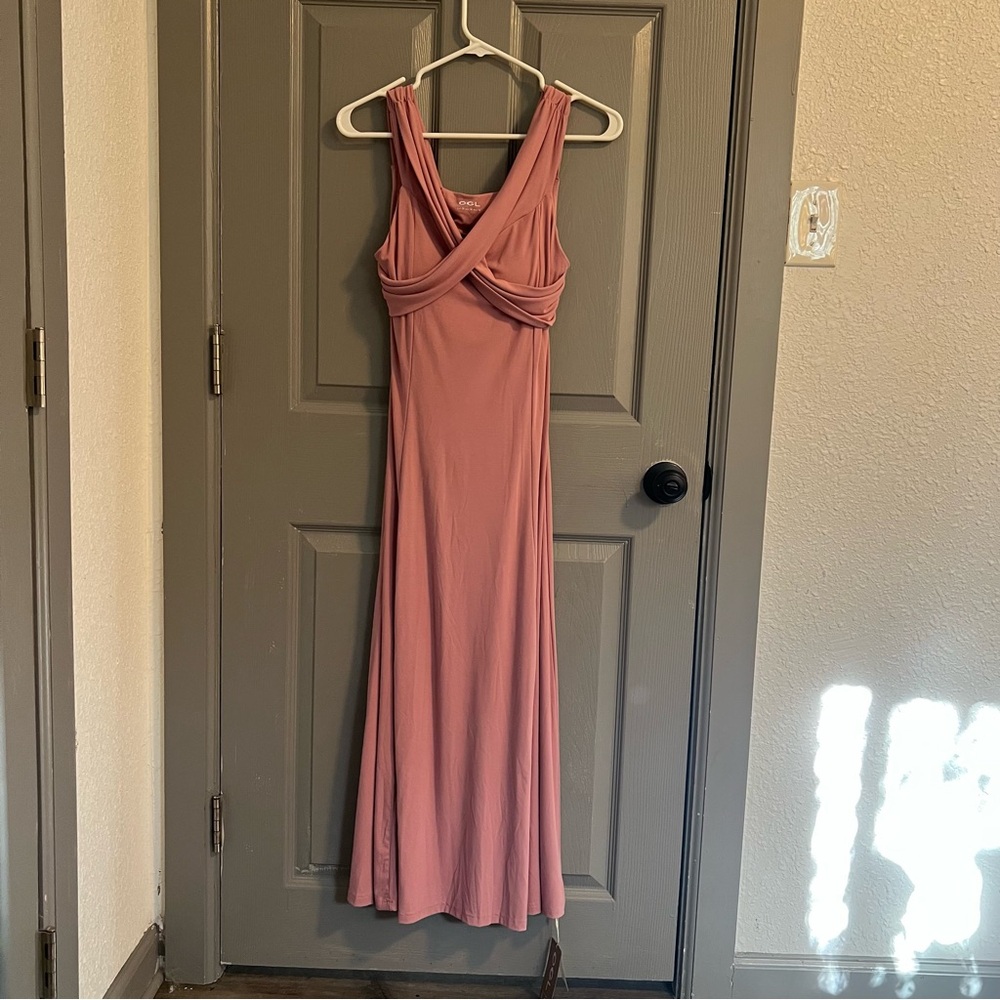OGL Flowy Criss Cross Off Shoulder Midi Bra Dress Eco Skin Kiss NWT - Picture 10 of 10